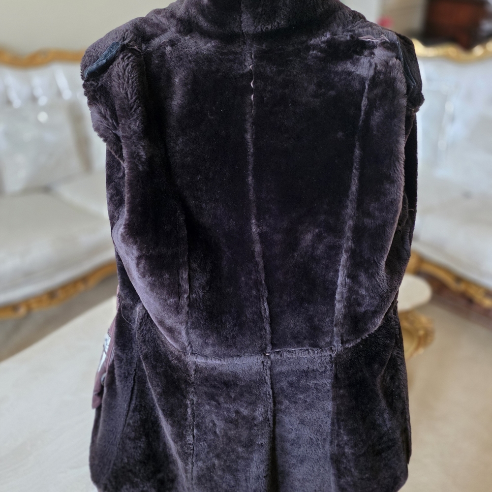 Dark Mocha Brown 100% Genuine European Sheepskin Shearling Leather Jacket - Picture 7 of 14